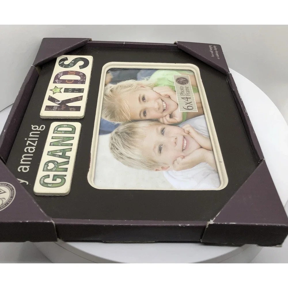 My Amazing Grandkids Picture Frame New NIB Holds 4x6 Picture Heavy Ceramic Frame